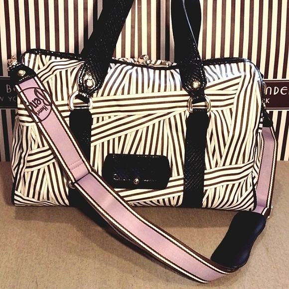 Henri Bendel Disturbed Stripe weekender with lock - Picture 16 of 16